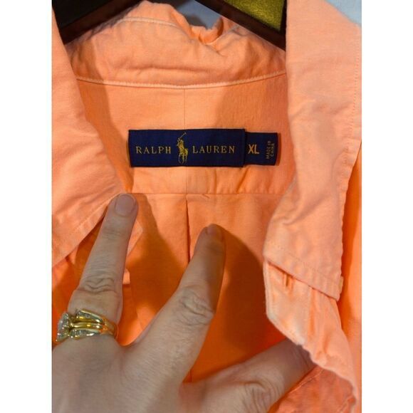 Men's Ralph Lauren Orange Long Sleeve Shirt XL - Picture 5 of 8